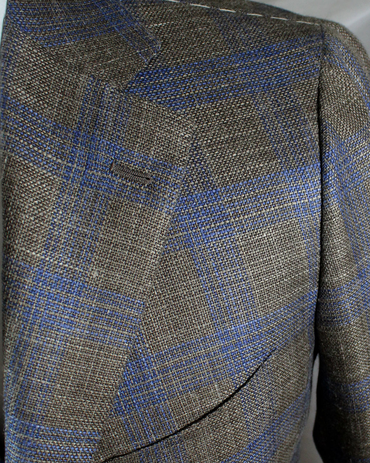 Cesare Attolini Sport Coat Brown Midnight Blue Plaid Blazer