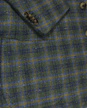 Cesare Attolini Sport Coat Green Plaid Blazer Cashmere Silk EU 48/ US 38