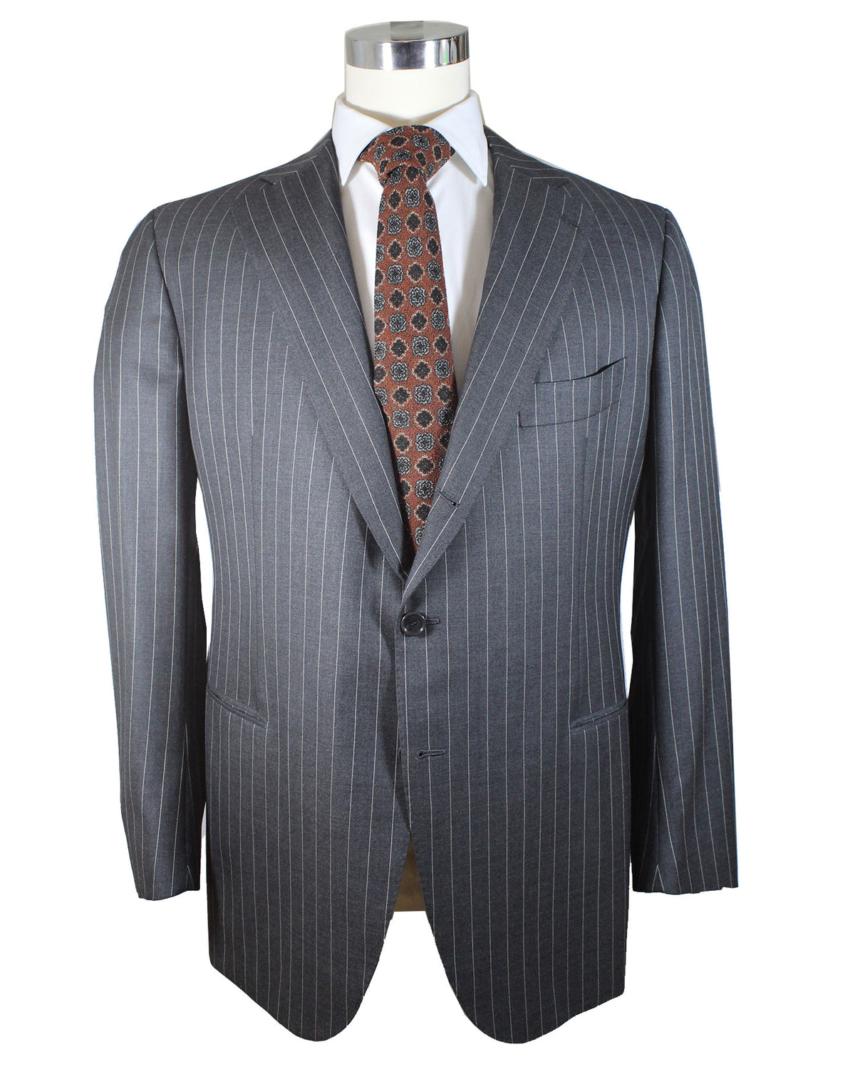 Cesare Attolini Suit Gray Stripes EU 58/ US 48 - Tie Deals