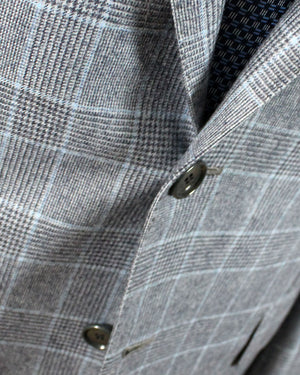 Cesare Attolini Wool Suit Gray Blue Plaid EU 50/ US 40