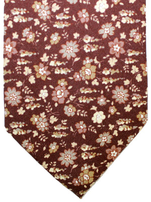 Cesare Attolini Silk Tie Brown Floral