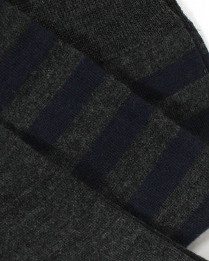 Cesare Attolini Cashmere Socks US 11 1/2 - EUR 45 Dark Blue Gray Stripes - Over The Calf