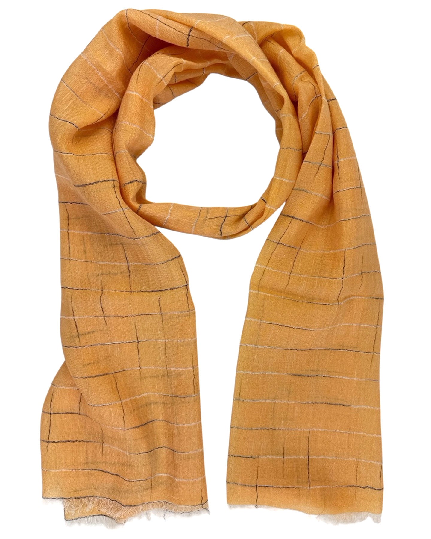 Cesare Attolini Scarf Orange Design - Linen Cashmere Silk Shawl