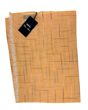 Attolini Scarf Orange Design - Linen Cashmere Silk Shawl
