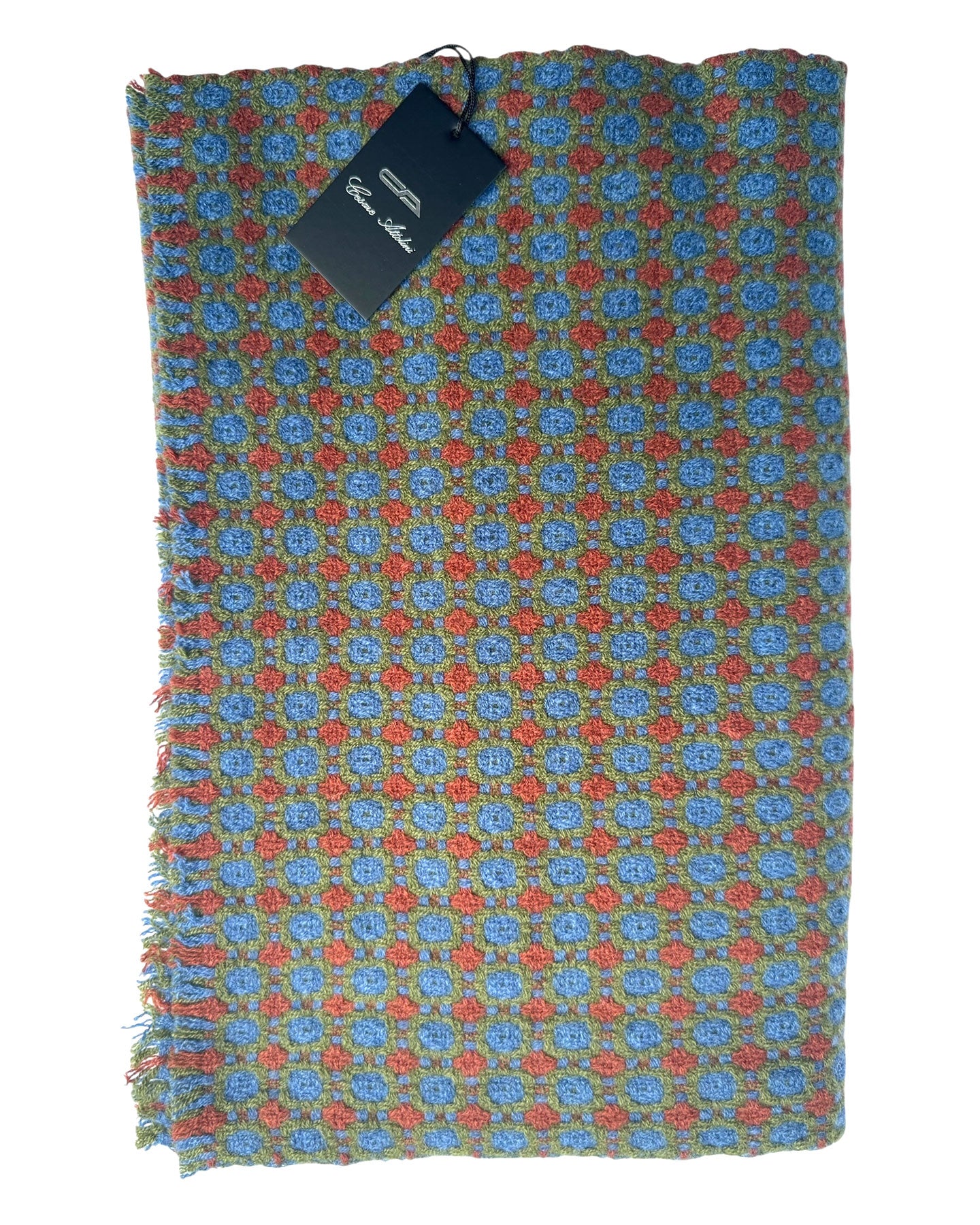 Cesare Attolini Scarf Brown Green Blue - Luxury Cashmere Shawl