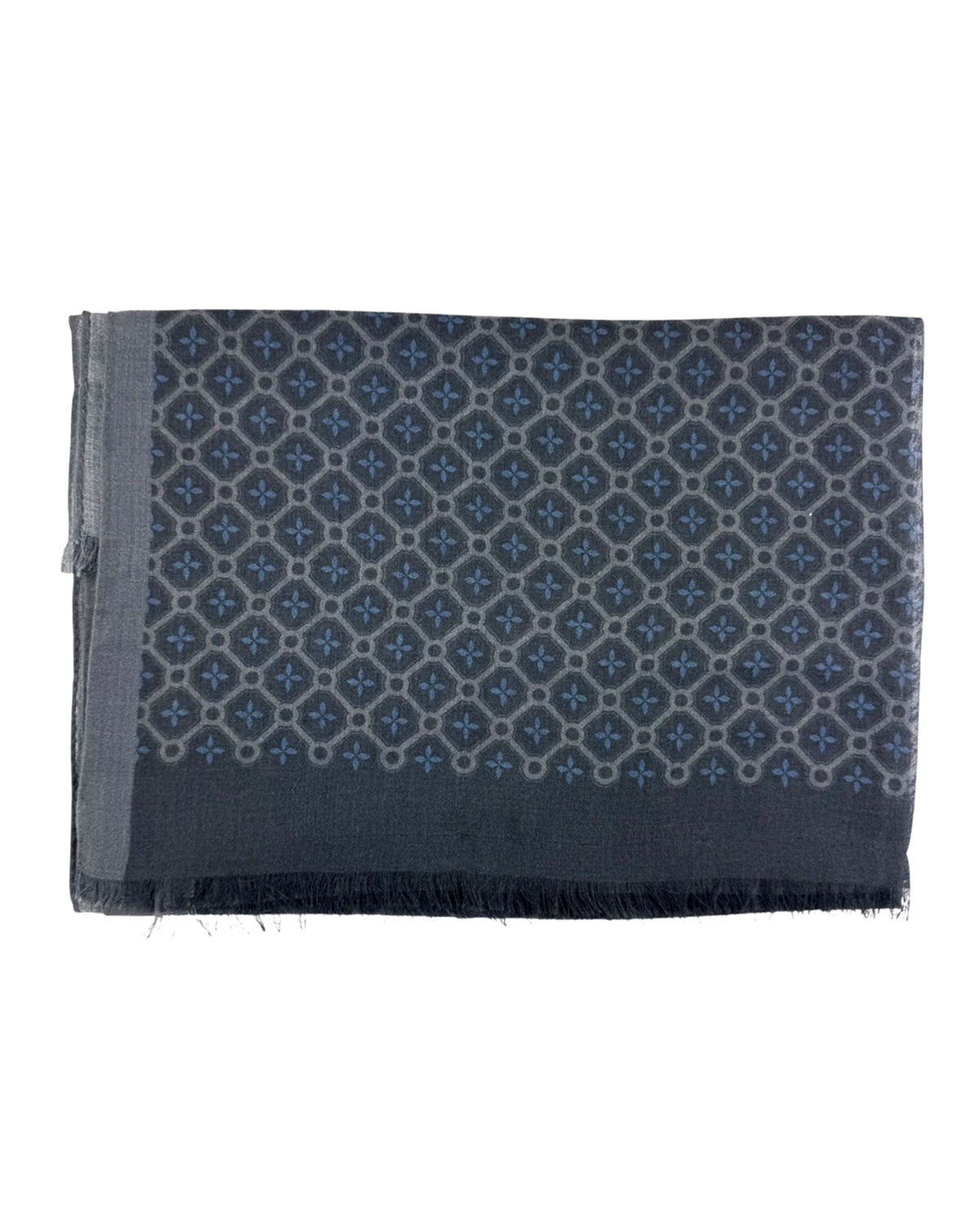 Attolini Scarf Gray Medallion - Cashmere Cotton Shawl