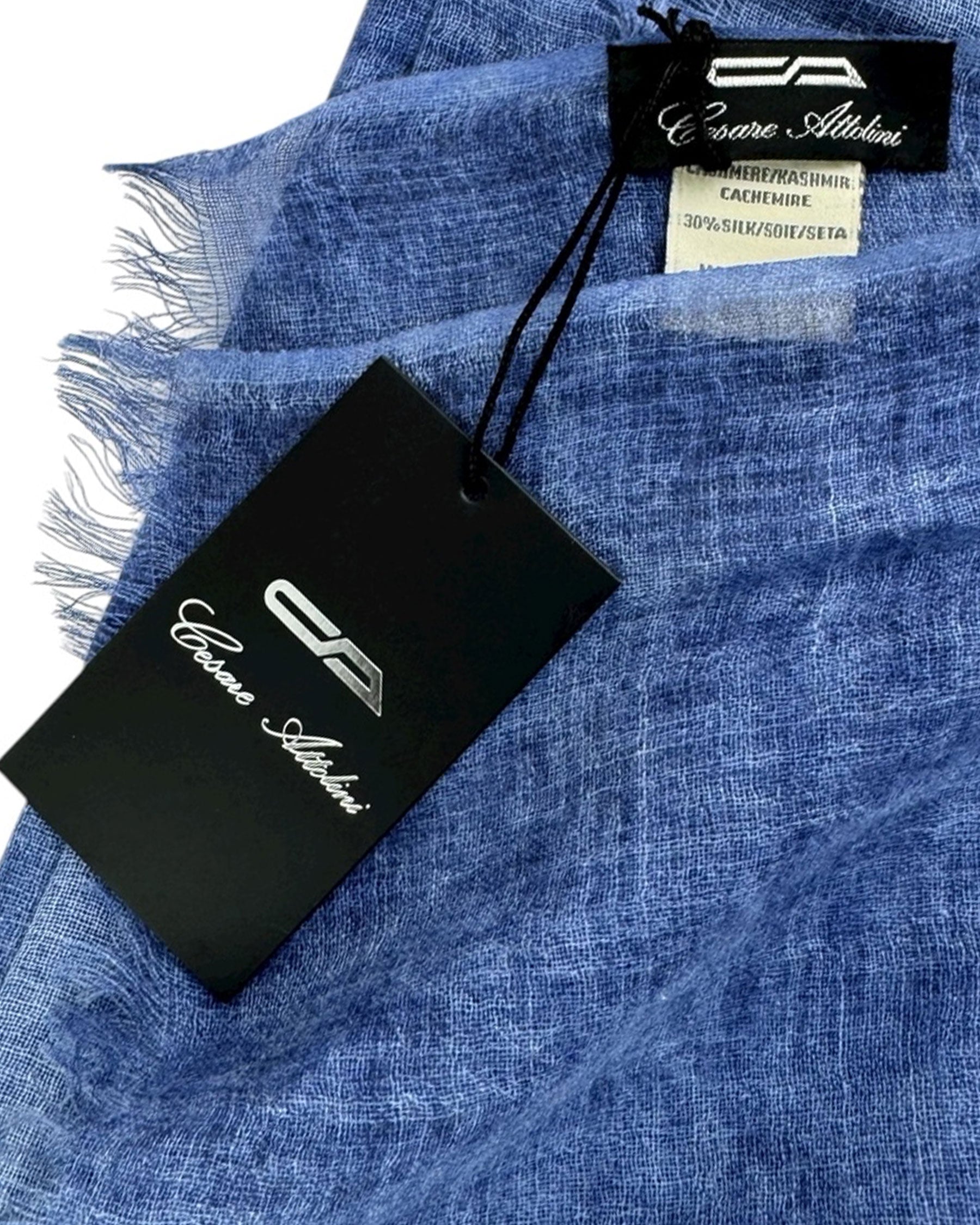 New Cesare Attolini Scarf Royal Blue 
