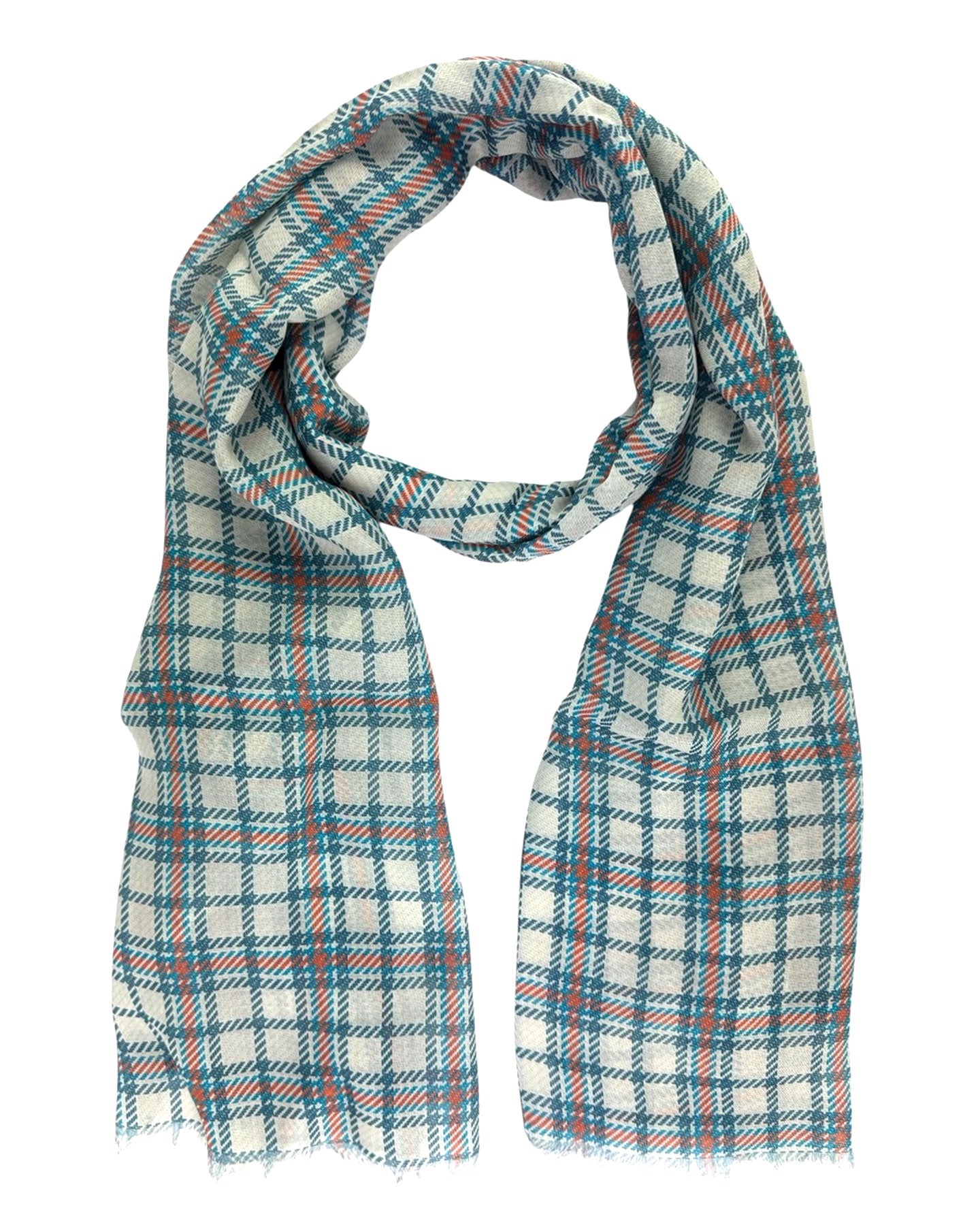 Cesare Attolini Scarf White Teal 
