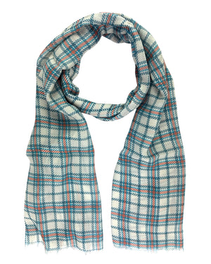 Cesare Attolini Scarf White Teal 