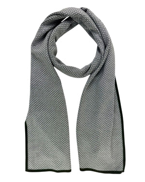 Cesare Attolini Scarf Dark Green Gray Geometric - Luxury Wool Silk Shawl