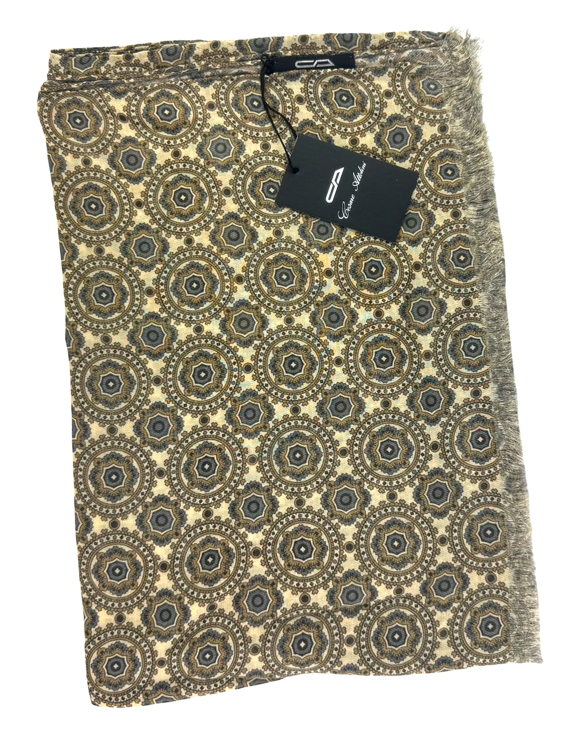 Attolini Scarf Beige Taupe Gray Medallion