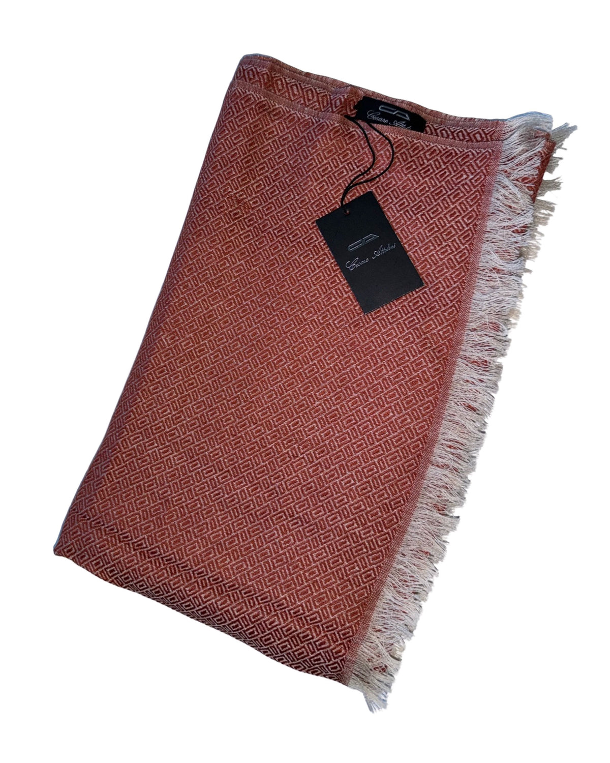 Cesare Attolini Scarf Bordeaux Gray Geometric - Cashmere