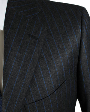 Cesare Attolini Suit Gray Royal Blue Stripes