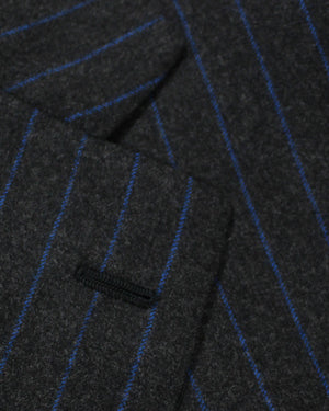 Cesare Attolini Suit Gray Royal Blue Stripes EU 50/ US 40