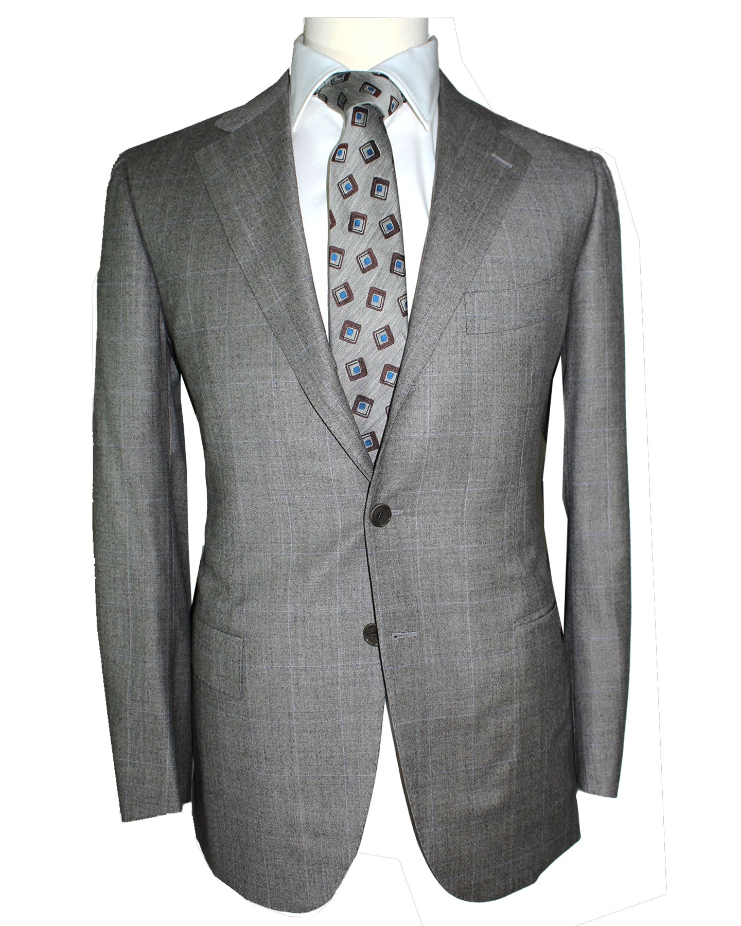 Cesare Attolini Wool Suit Gray Windowpane EU 50/ US 40