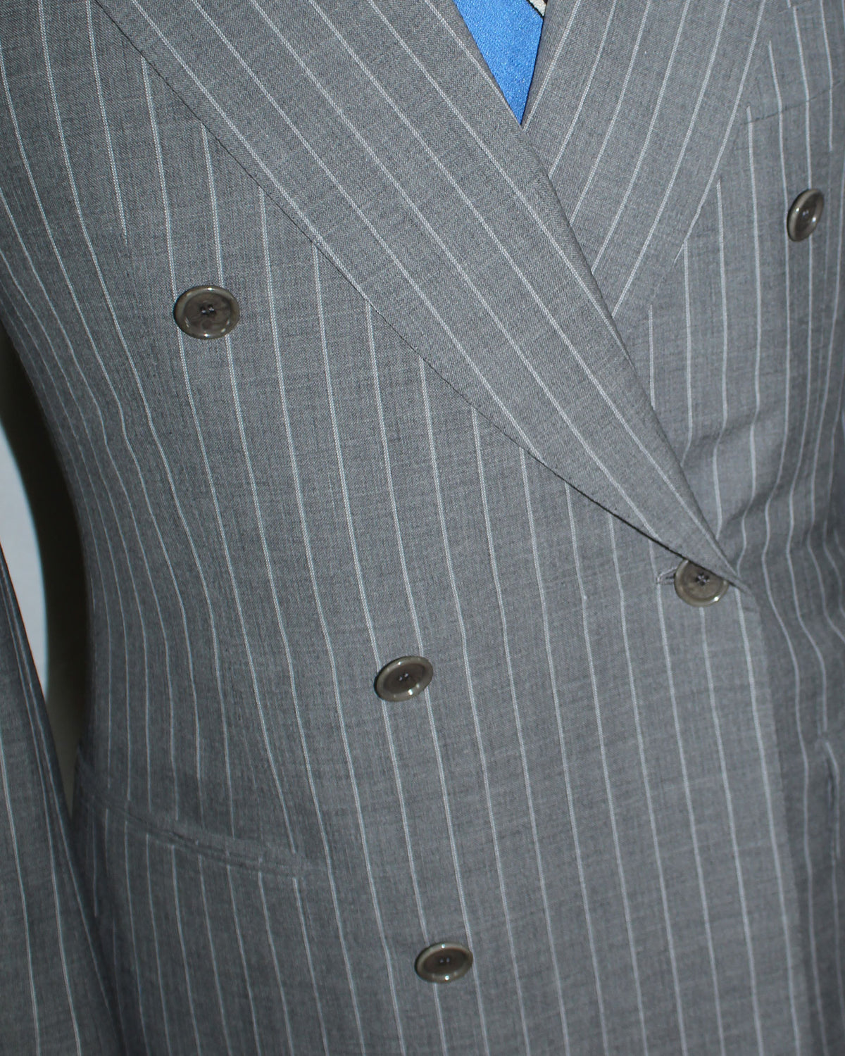 Cesare Attolini Suit Gray Stripes - Peak Lapel Double
