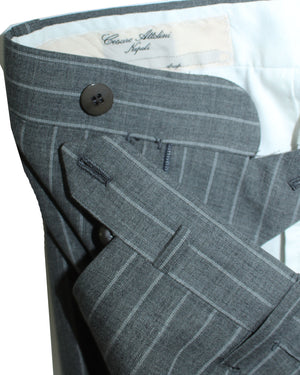 Cesare Attolini Suit Gray Stripes - Peak Lapel Double Breasted EU 48/ US 38