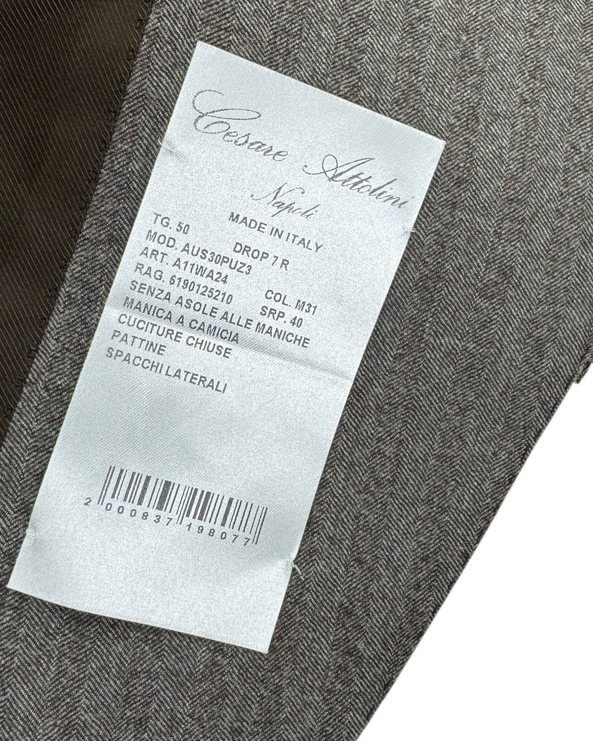 Cesare Attolini Wool Suit Gray Taupe EU 50/ US 40