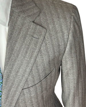 Cesare Attolini Wool Suit Gray Stripes EU 54/ US 44