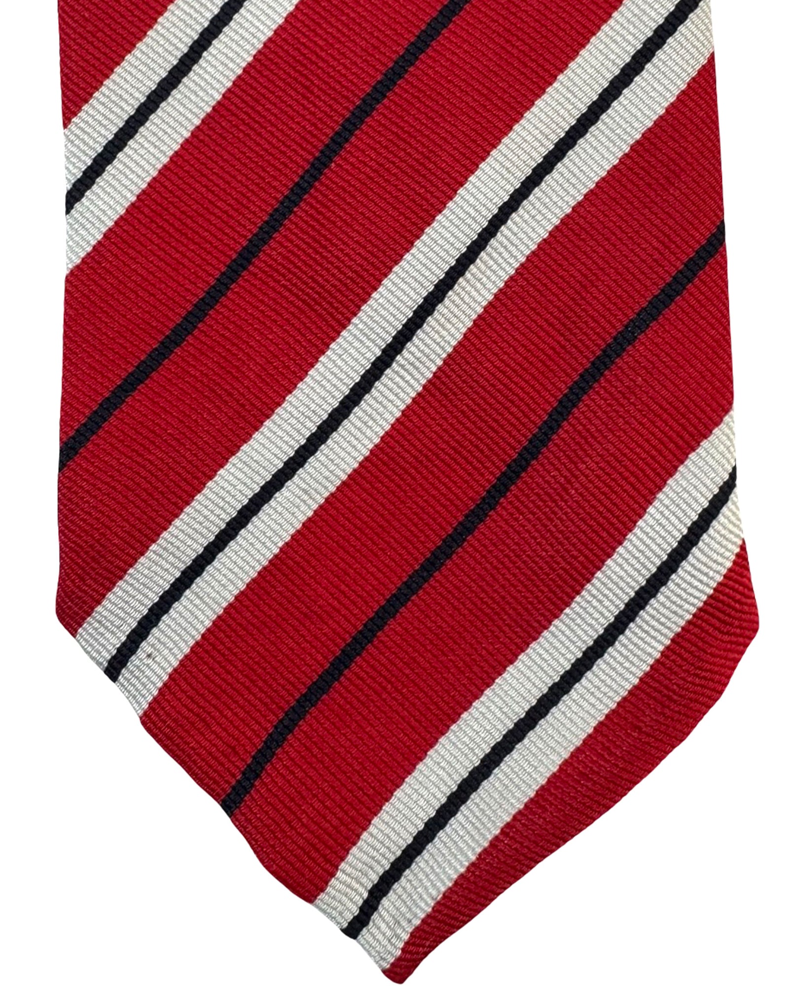 Cesare Attolini Unlined Tie Red Regimental Stripes