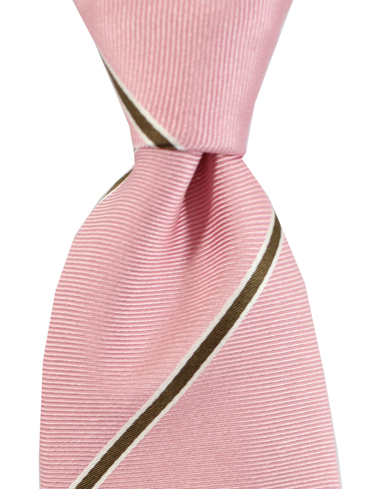 Cesare Attolini Silk Tie Pink Brown Stripes