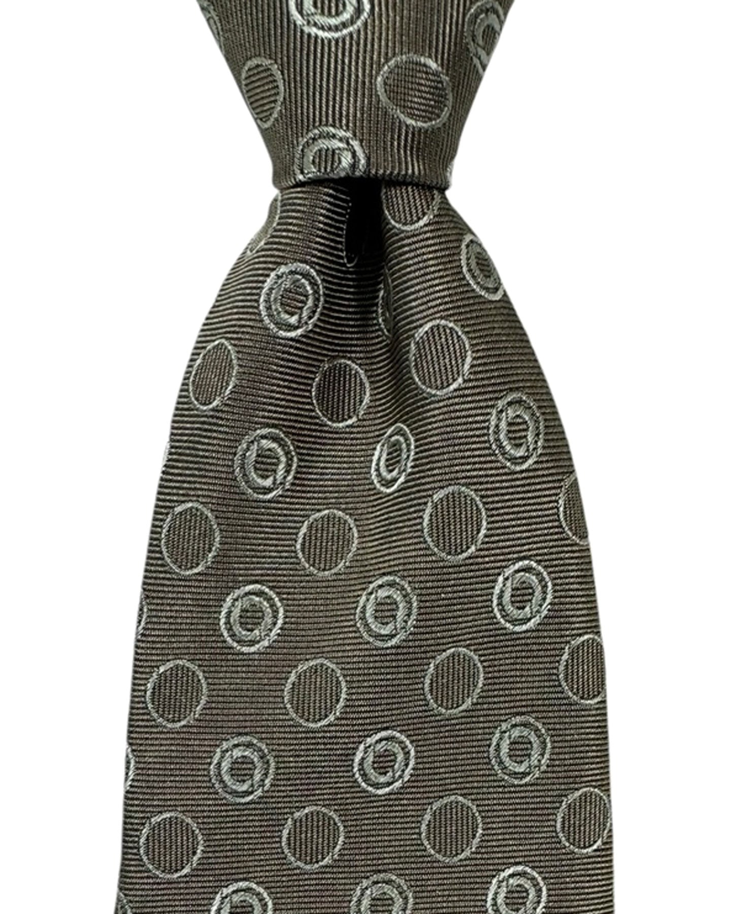 Cesare Attolini Silk Tie Dark gray Silver Geometric