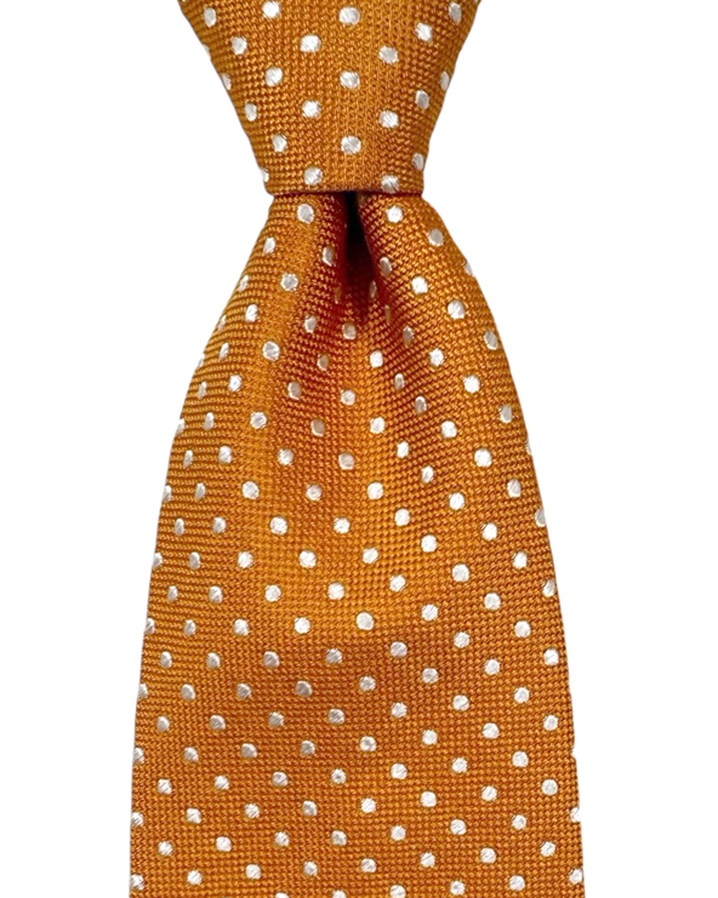 Cesare Attolini Silk Tie Dark Orange White Dots