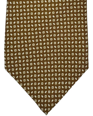 Cesare Attolini Silk Tie Brown White Micro Pattern