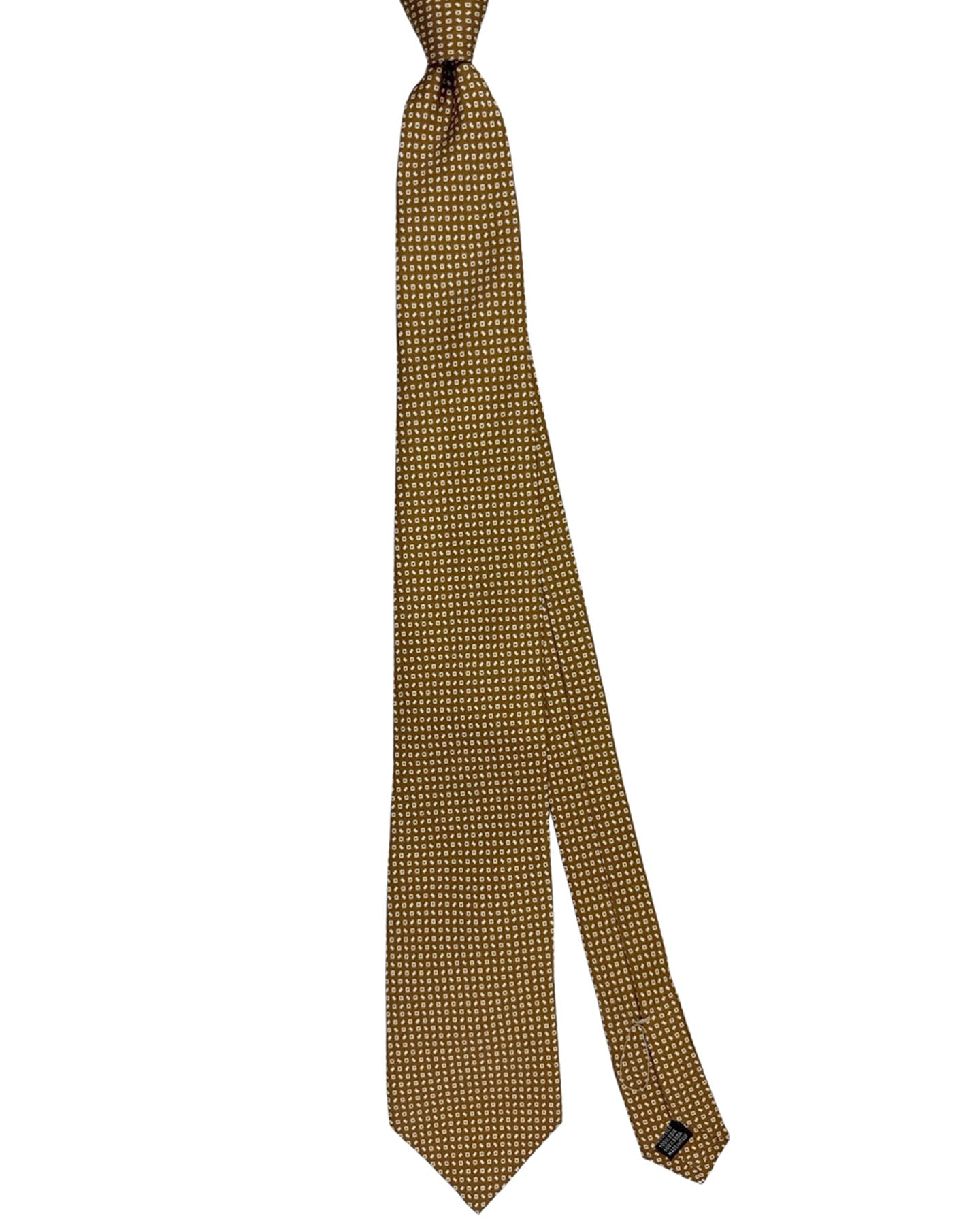 Cesare Attolini Silk Tie Brown White Micro Pattern