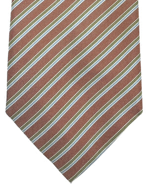 Cesare Attolini Silk Tie Dark Red Green Blue Stripes