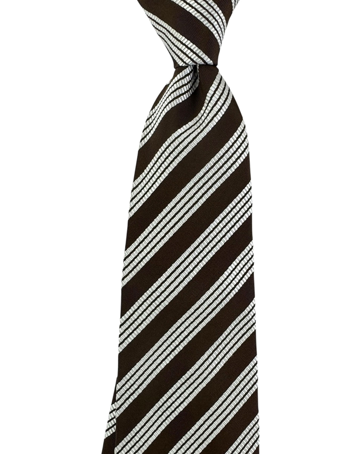 Attolini Unlined Tie Dark Brown Stripes Design