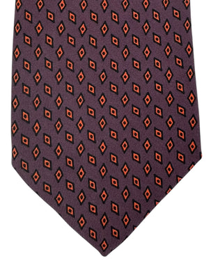Cesare Attolini Silk Tie Maroon Geometric