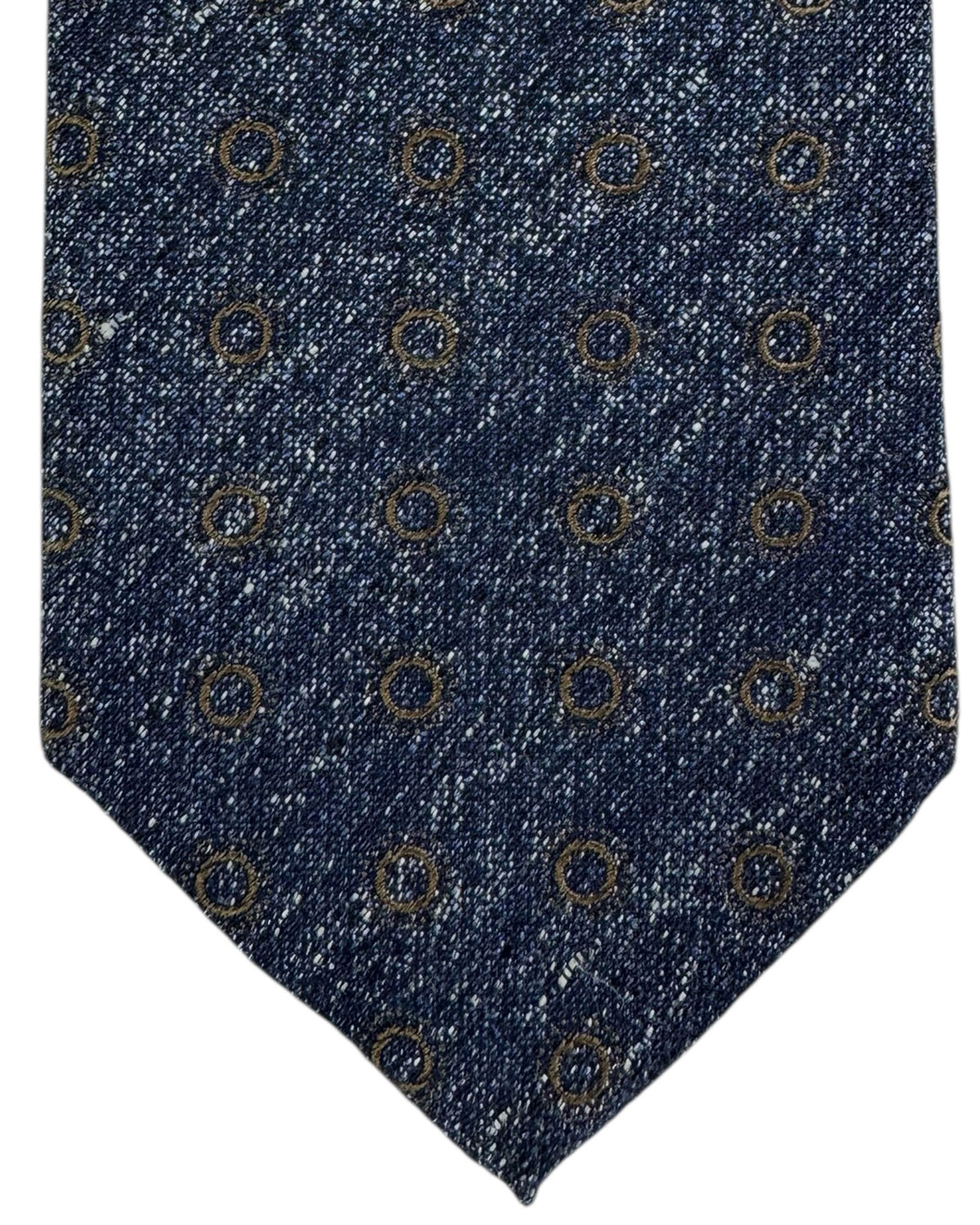 New Attolini Tie Midnight Blue Taupe Geometric Circles