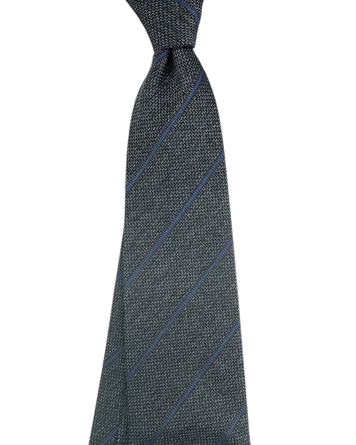 Cesare Attolini Silk Tie Gray Periwinkle Stripes