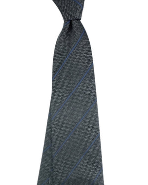 Cesare Attolini Silk Tie Gray Periwinkle Stripes