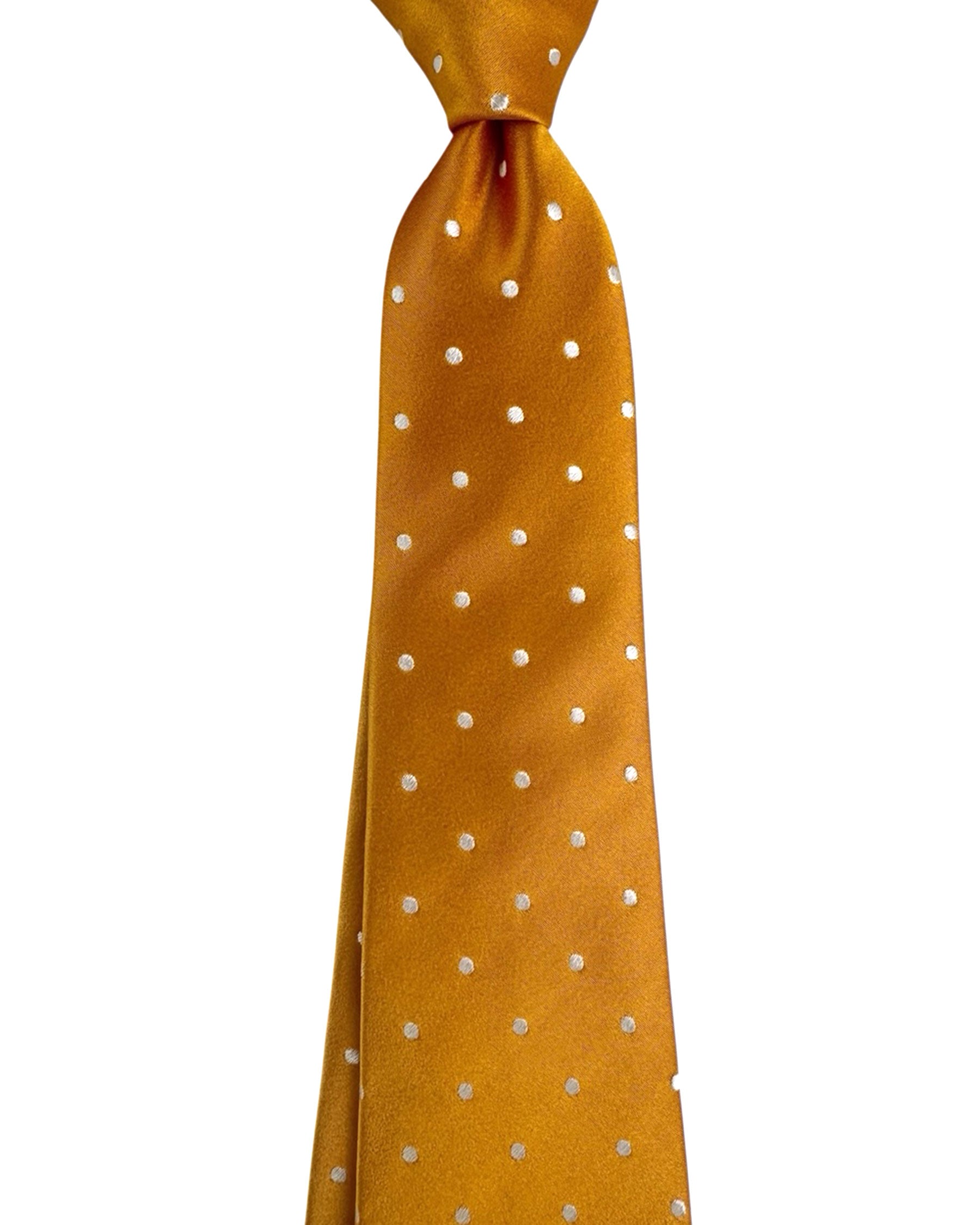 Cesare Attolini Necktie Orange Polka Dots