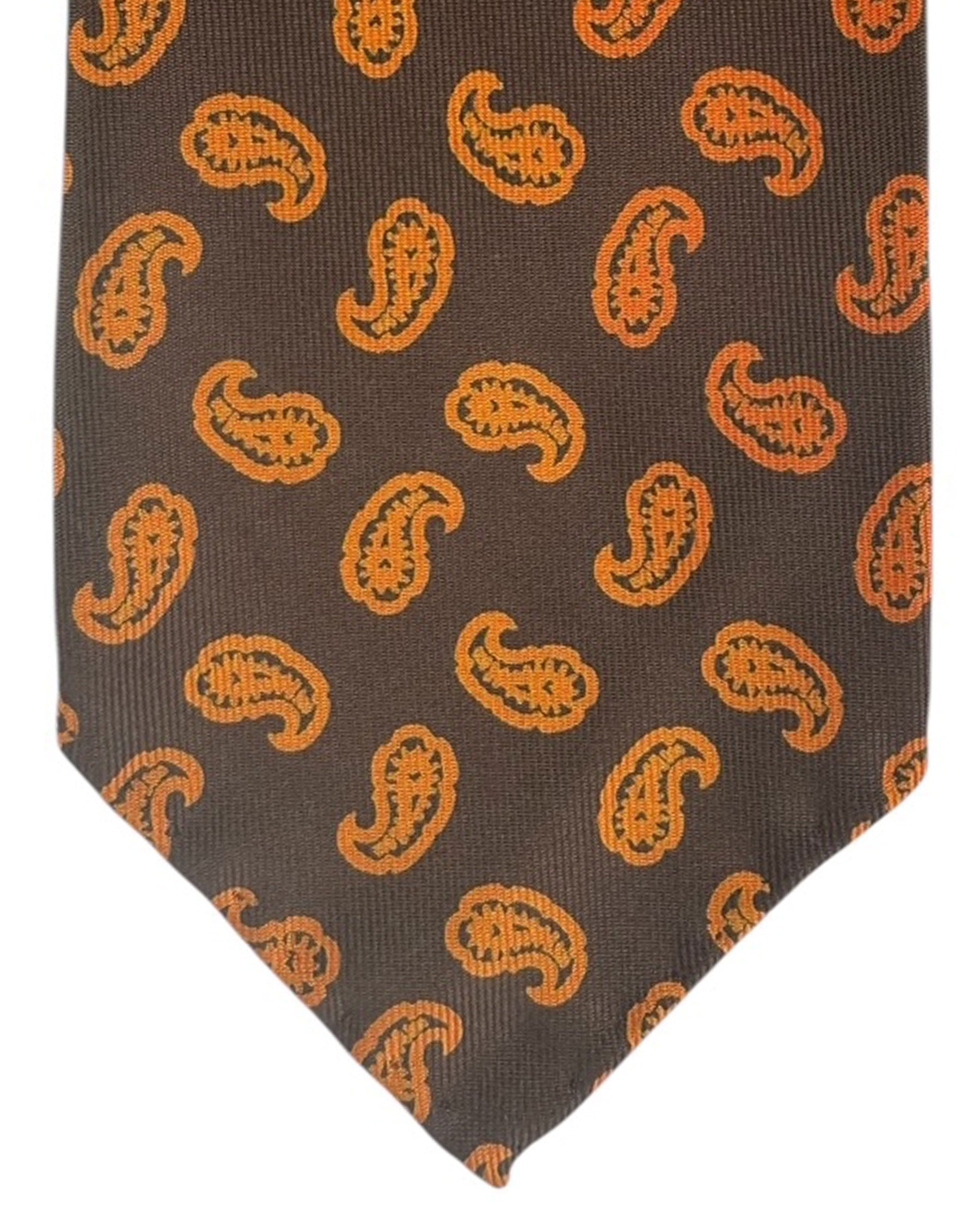 Cesare Attolini Sevenfold Tie Brown Paisley 