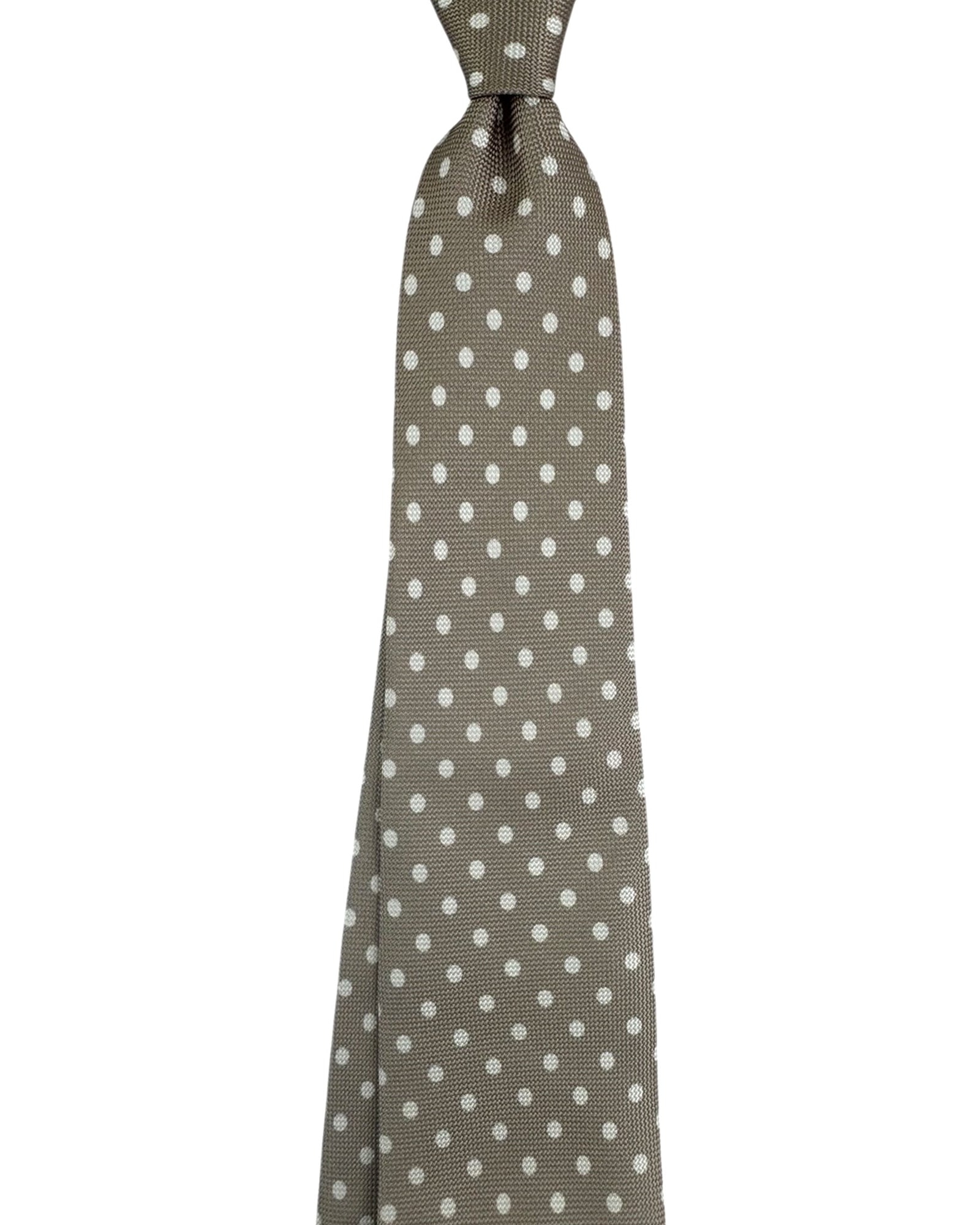 Cesare Attolini Silk Tie Taupe Dots