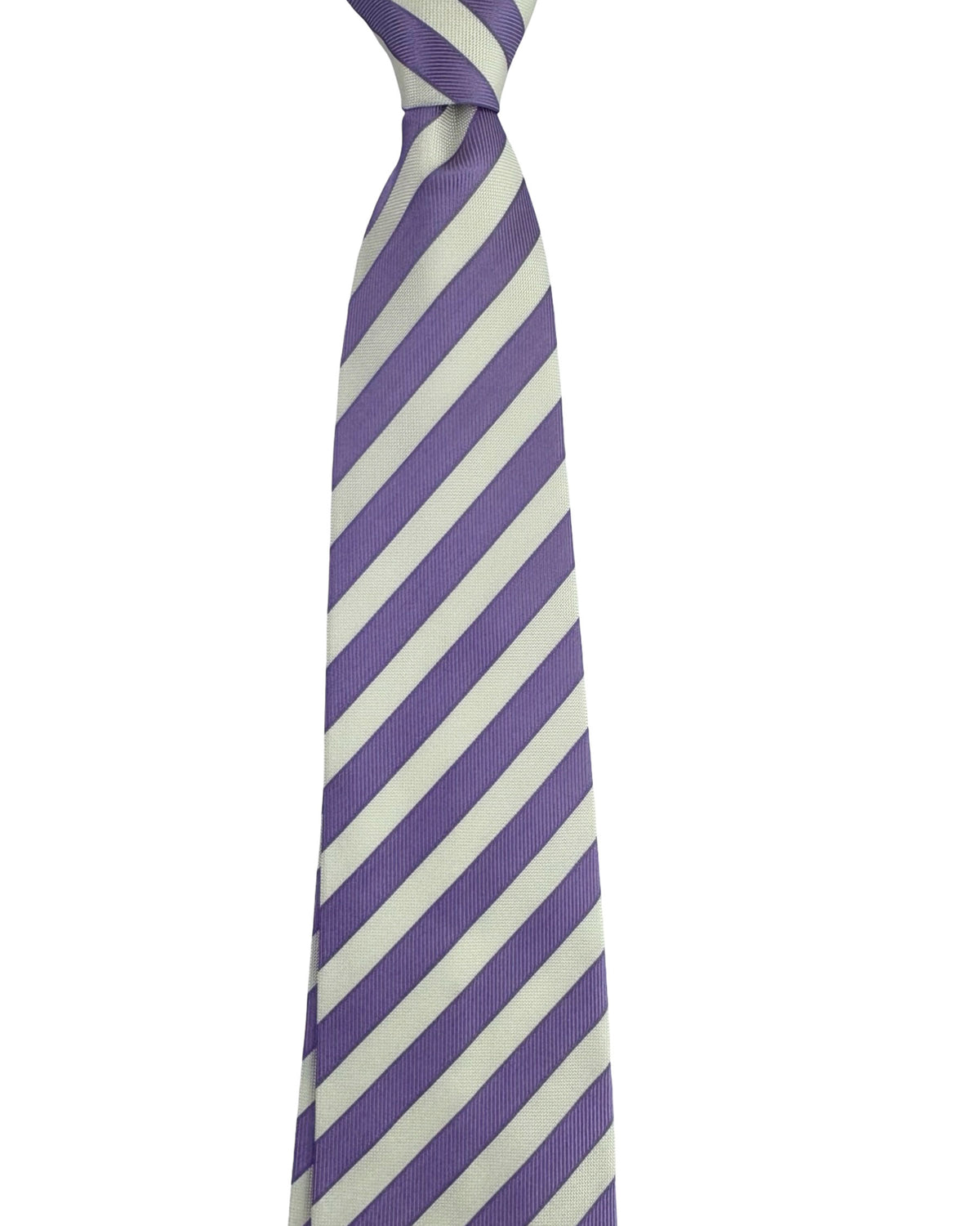 Cesare Attolini Tie Purple Silver Stripes