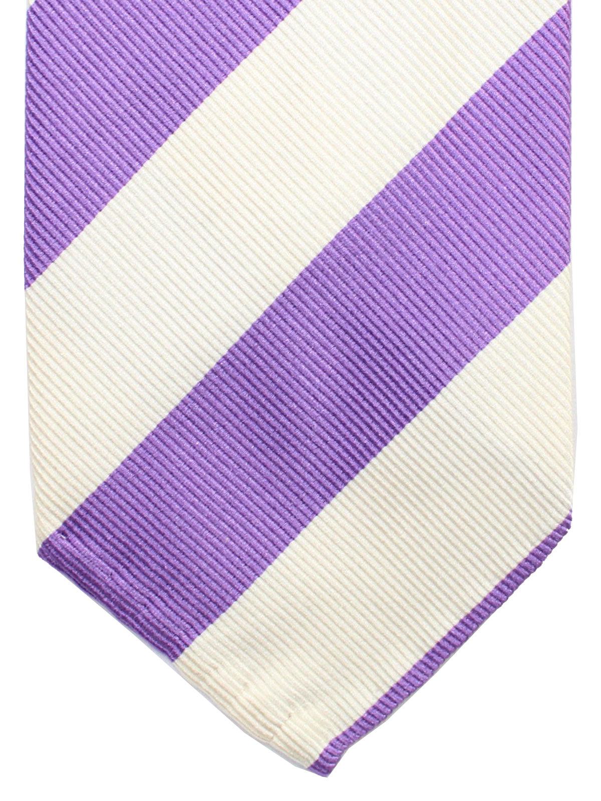 Cesare Attolini Unlined Tie White Purple Stripes