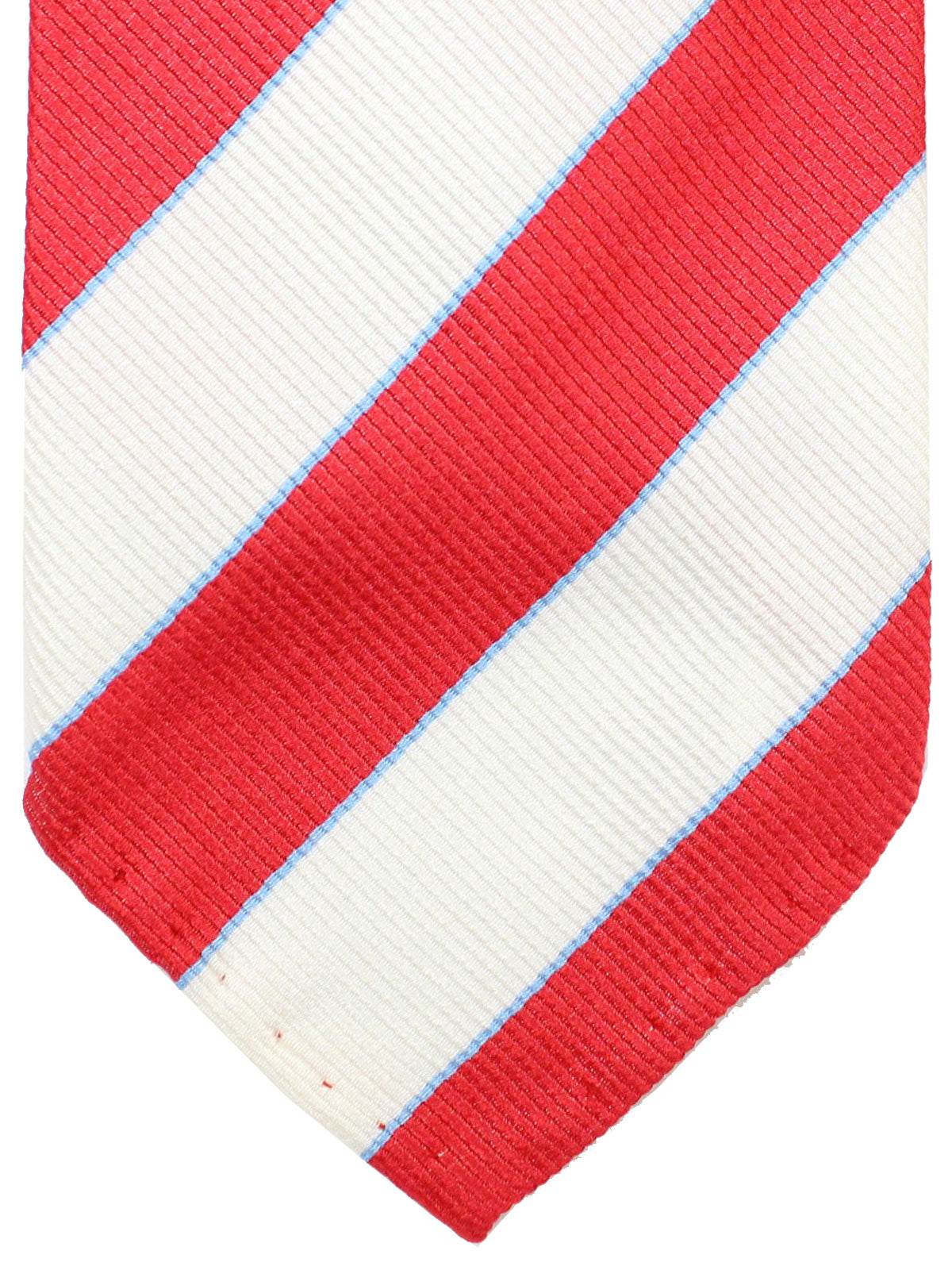 Cesare Attolini Unlined Tie White Red Blue Stripes