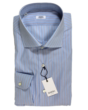 Barba Dress Shirt Blue White Navy Stripes