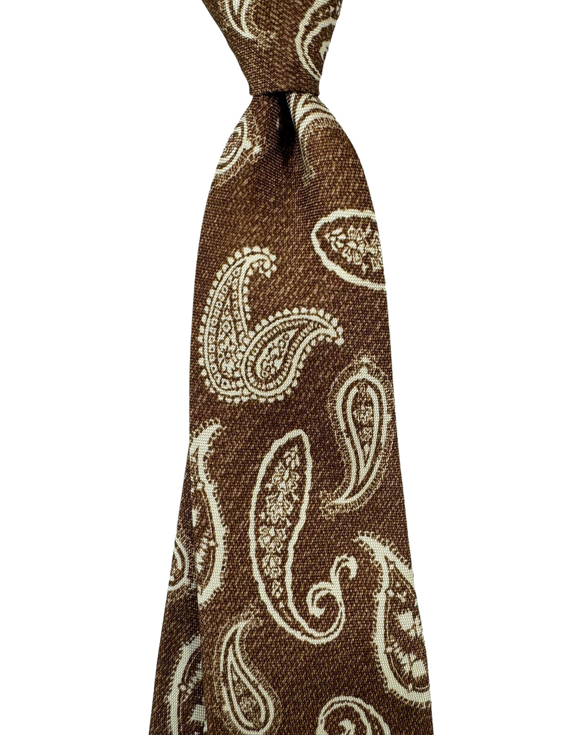 Barba Sevenfold Tie Brown White Paisley - Sartorial Neckwear FINAL SALE