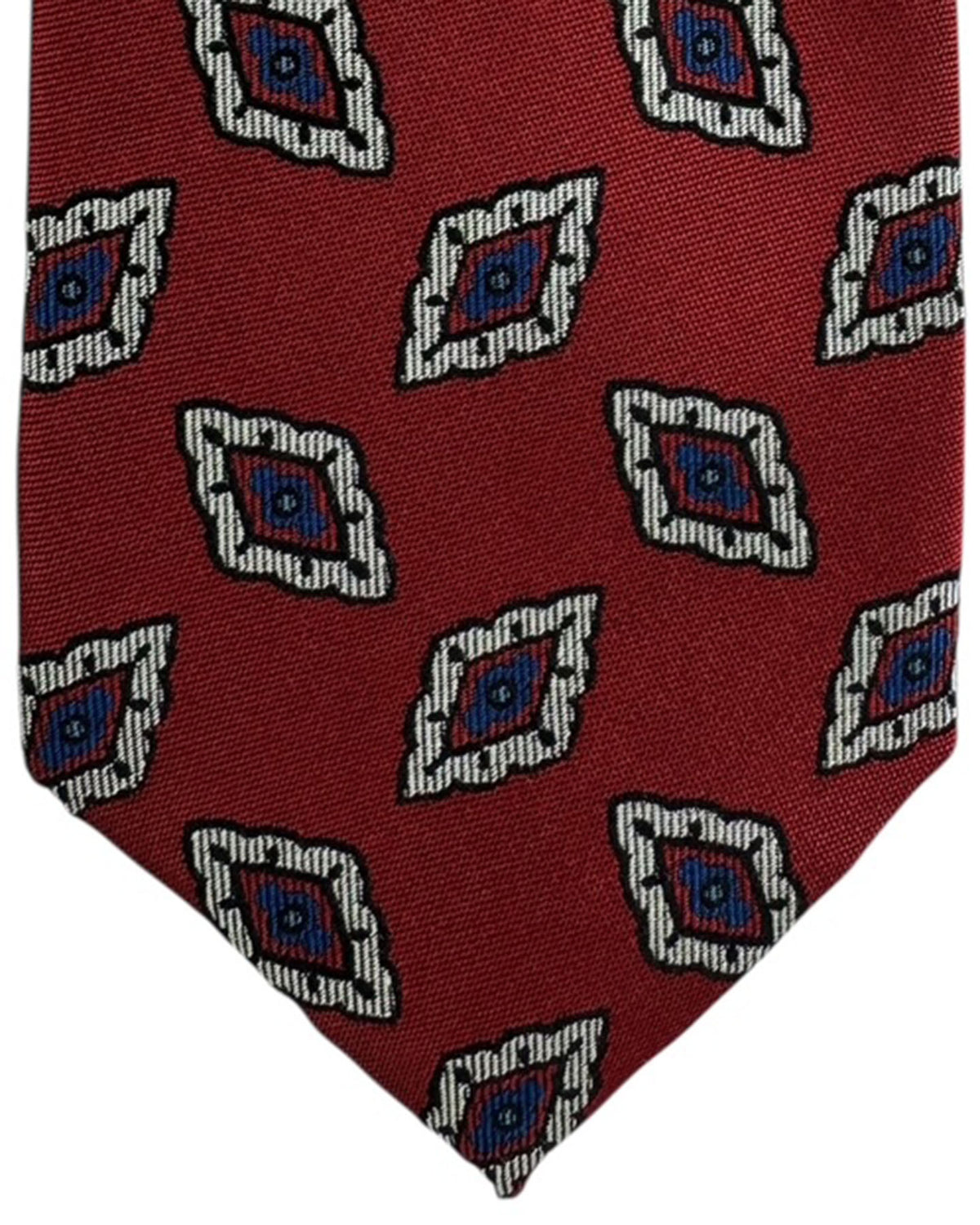 Barba Sevenfold Tie Maroon Navy Silver Diamond Pattern