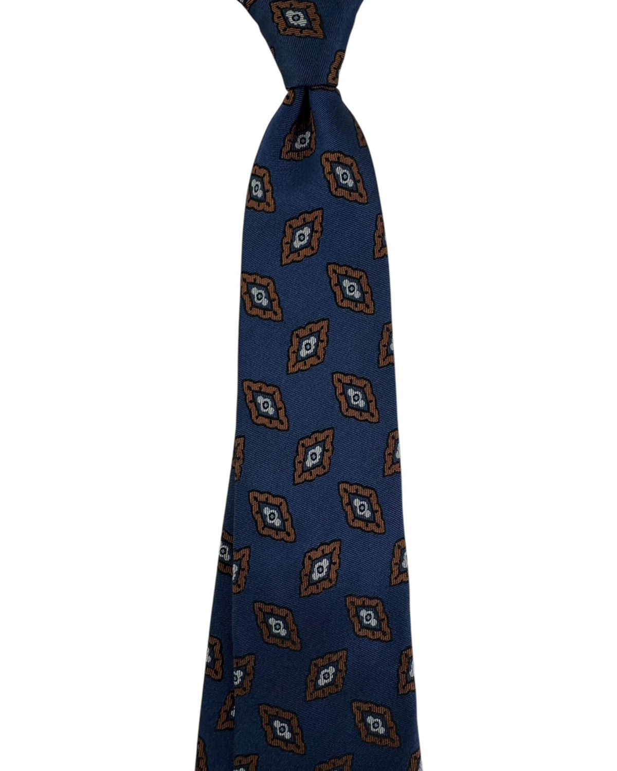 Barba Sevenfold Tie Midnight Blue Brown Diamonds