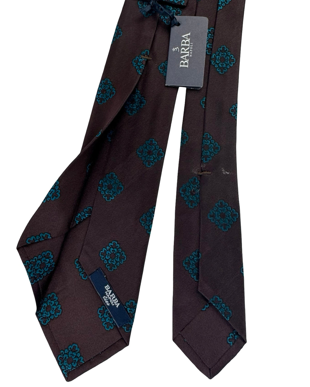 Barba Sevenfold Tie Brown Aqua Medallion