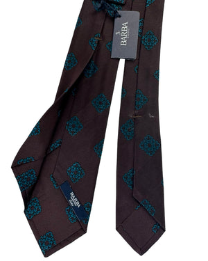 Barba Sevenfold Tie Brown Aqua Medallion
