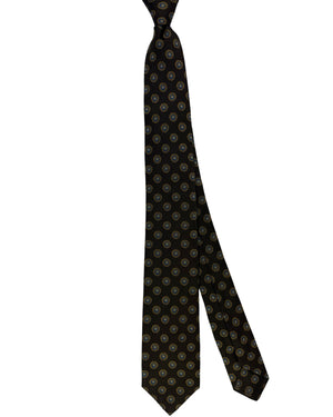 Barba Sevenfold Tie Brown Orange-Gold Royal Blue Circular Medallion