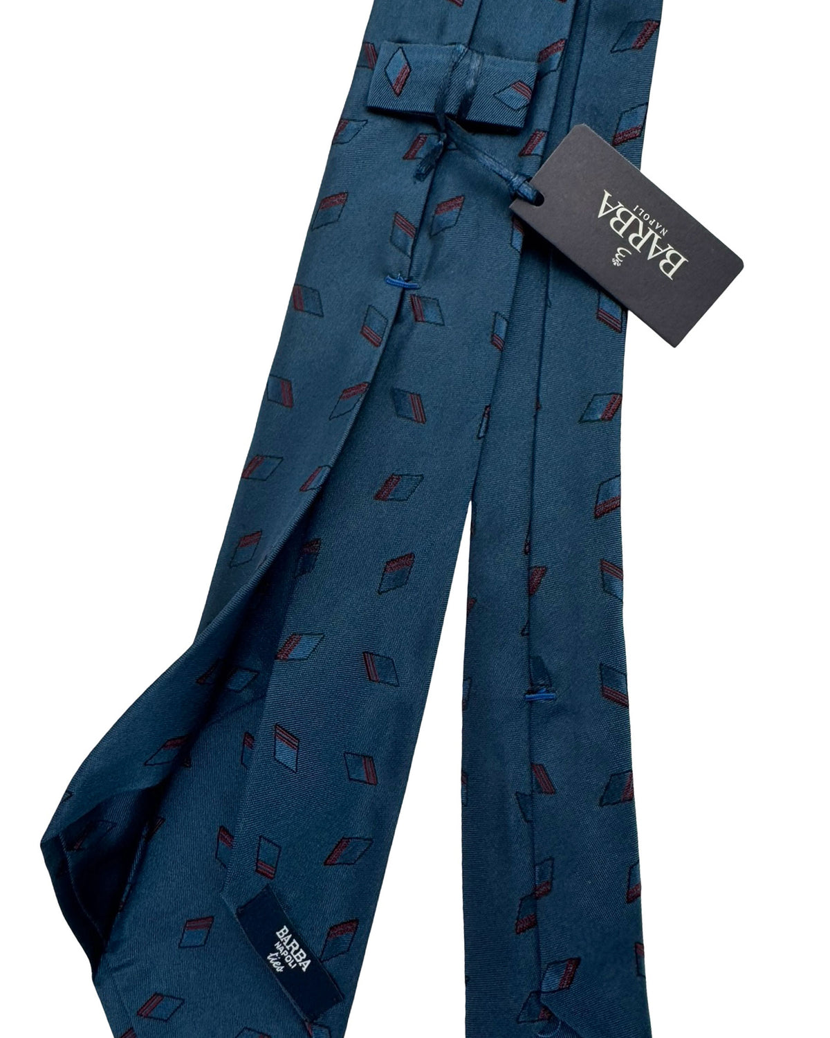 Barba Tie Geometric Teal Brown Diamonds