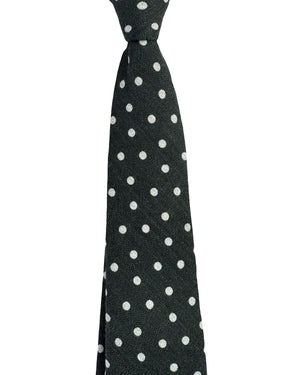 Barba Sevenfold Tie Dark Green Polka Dots - Wool Silk